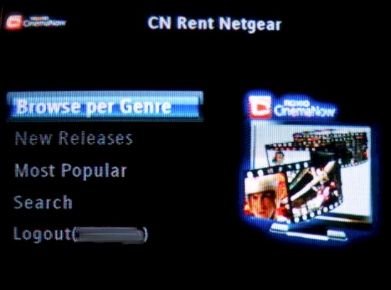 Movies on Demand Rental Main Menu