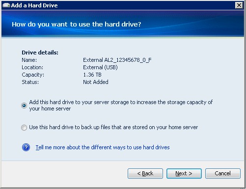 Adding a drive