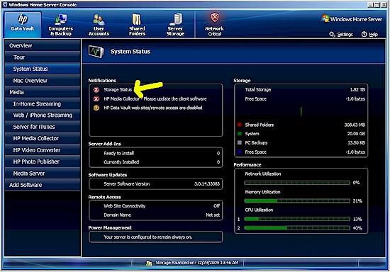 Drive failure indication