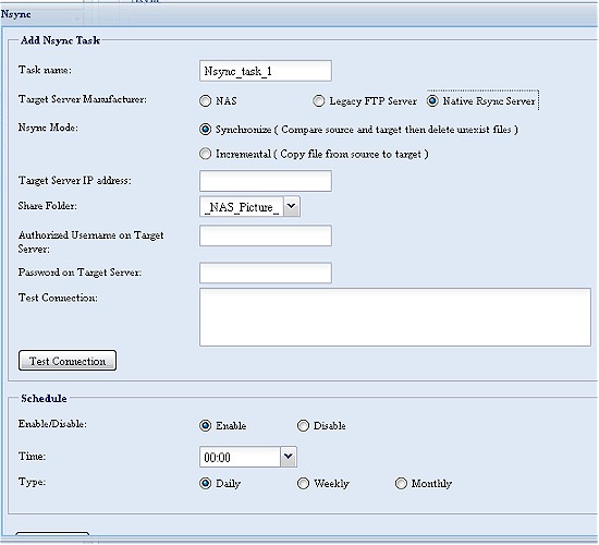 Nsync backup screen