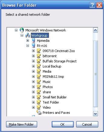 Windows Explorer view of SMB shares