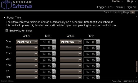 Stora power schedule options