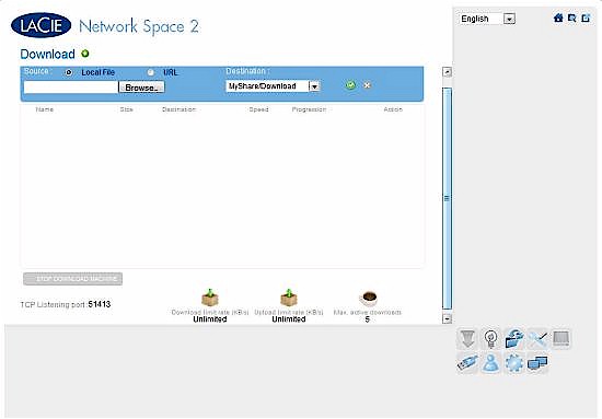 Download options for the Network Space 2