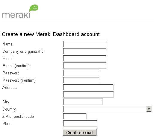 Meraki Account Creation