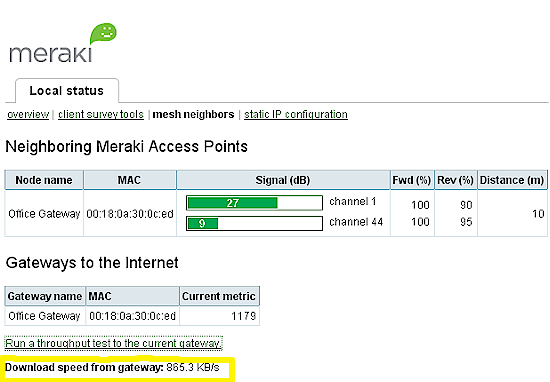 Client tool - Upstairs Mesh AP connect - throughput test