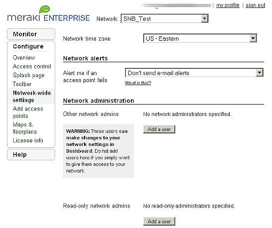 Network-wide settings