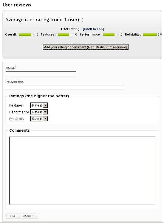 Review Entry form