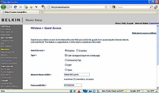 Wireless Guest Network configuration