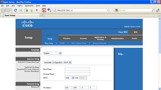 Web admin interface (via Advanced Settings link)