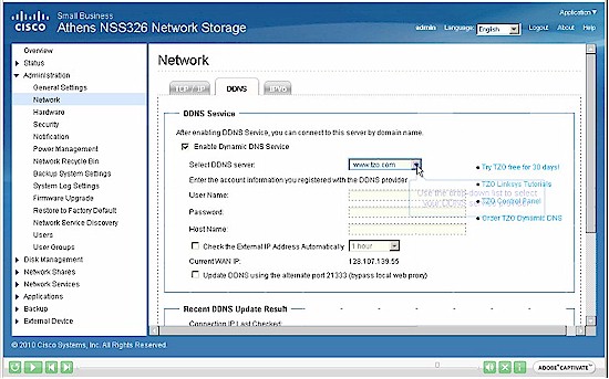 Cisco GUI DDNS page