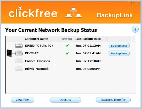 Backup status shows which folders still need to be backed up.