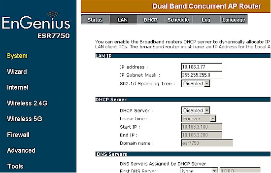 ESR7750 LAN settings for AP conversion