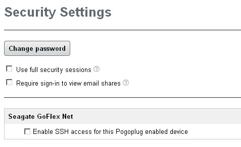 GoFlex Net Security settings