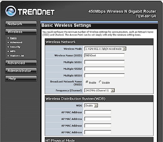 TRENDnet TEW-691GR Basic Wireless controls