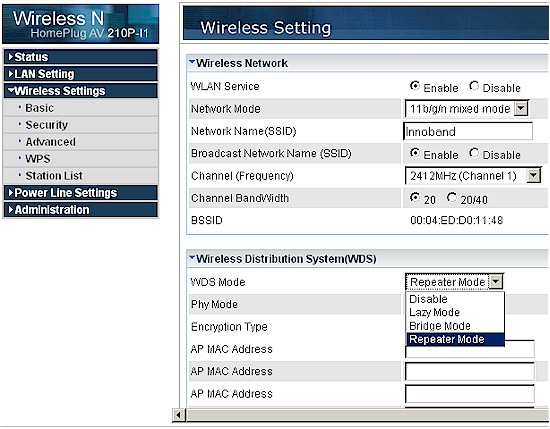 Innoband 210P-I1 Wireless basic screen