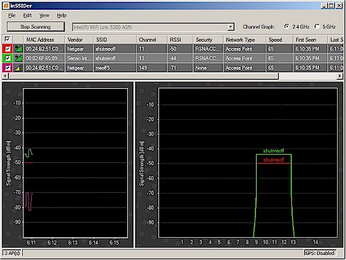 Main AP and repeater signal strength - repeater in Location 1