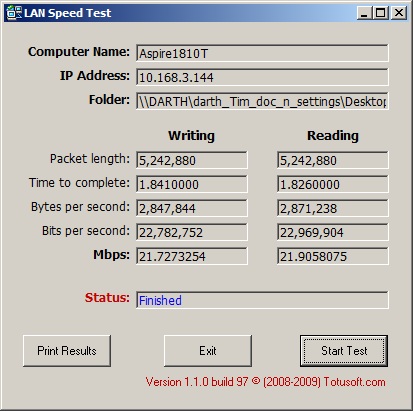 Wireless throughput - client through ESR9850 in Location 1