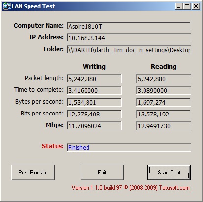 Wireless throughput - client through ESR9850 in Location 2