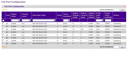 GS110TP PoE Port Configuration