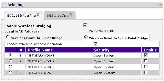 WNDAP350 Bridging settings