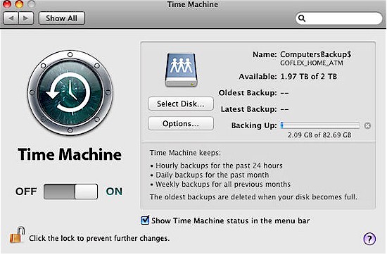 It took quite a while for the 82 GB initial Time Machine Backup