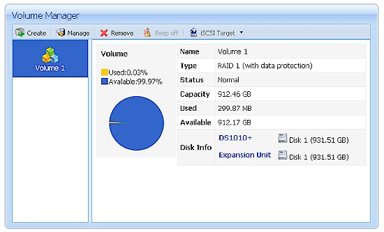 Combination DS1010+ - DX510 volume