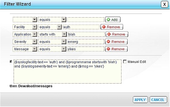 NSS syslog filter