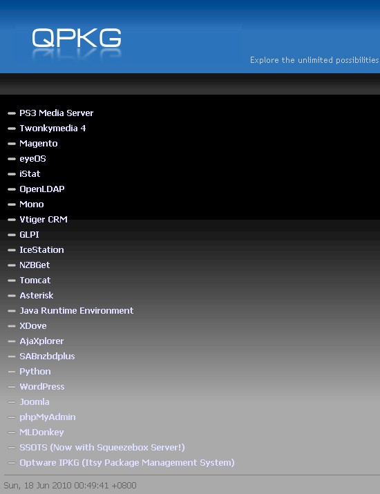 QNAP QPKG list QNAP QPKG list