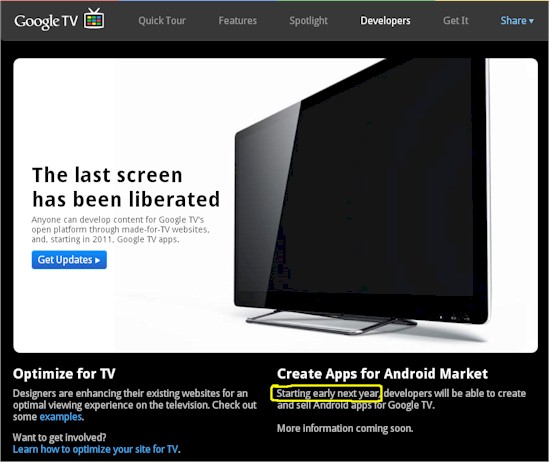 No new Google TV apps until 2011