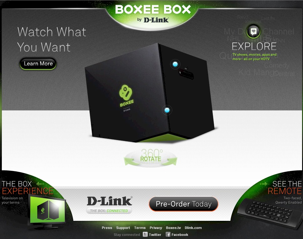 Boxee Box by D-Link Microsite