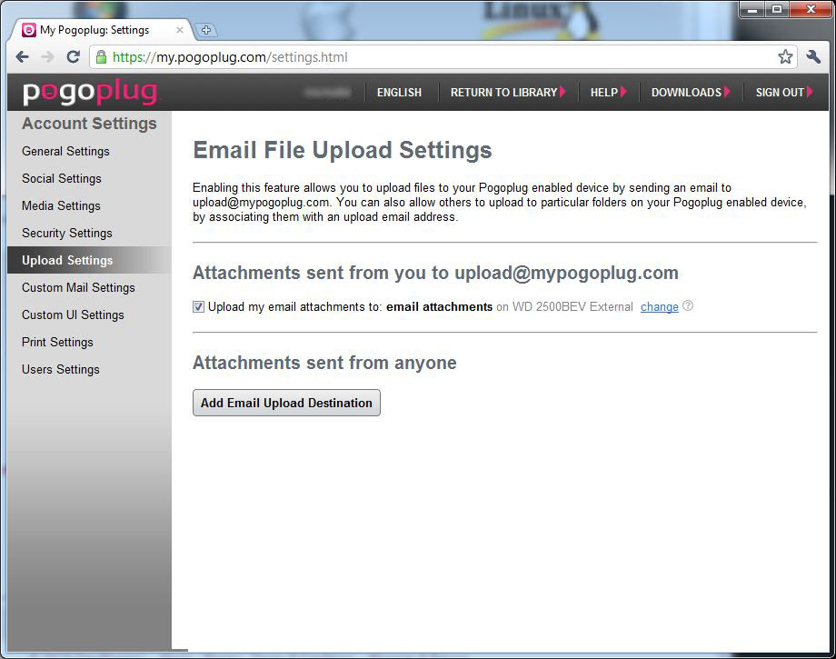 Email File Upload feature setting