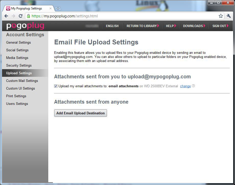 Uploading files using iStorage 'Lite' interface.