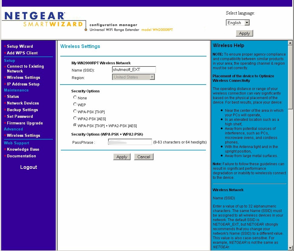 WN2000RPT Basic wireless settings