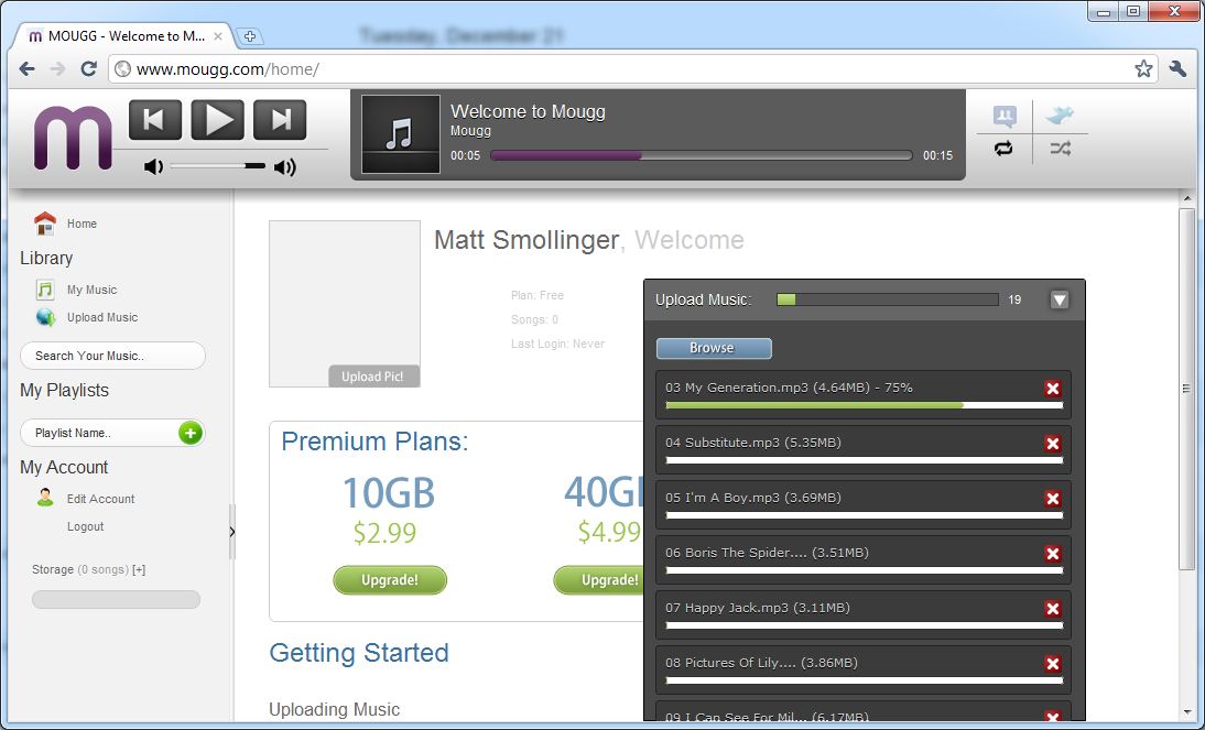 Mougg Uploading Music