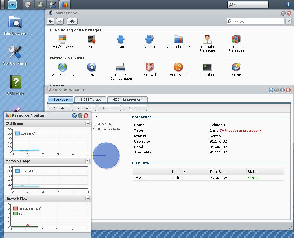 Synology Disk Station Manager User Interface