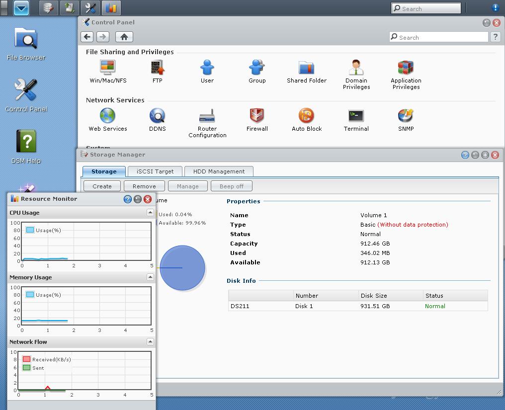 Synology Disk Station Manager User Interface Synology Disk Station Manager User Interface