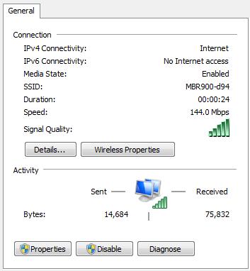 MBR900 Wireless connection status