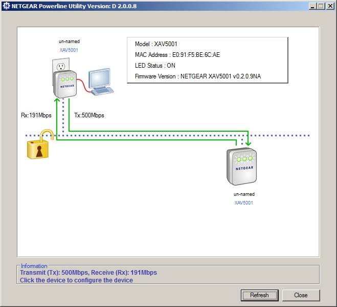 XAV5501-100PES NetGear Powerline AV+ 500 Ethernet Adapter