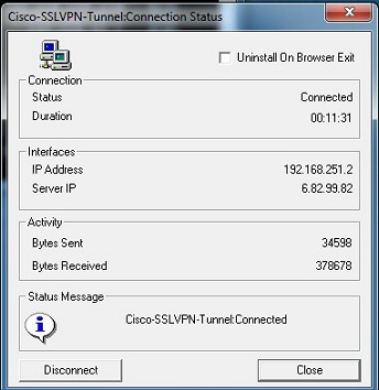SSL Tunnel VPN Connection Status