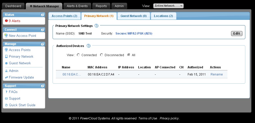 Network settings Network settings