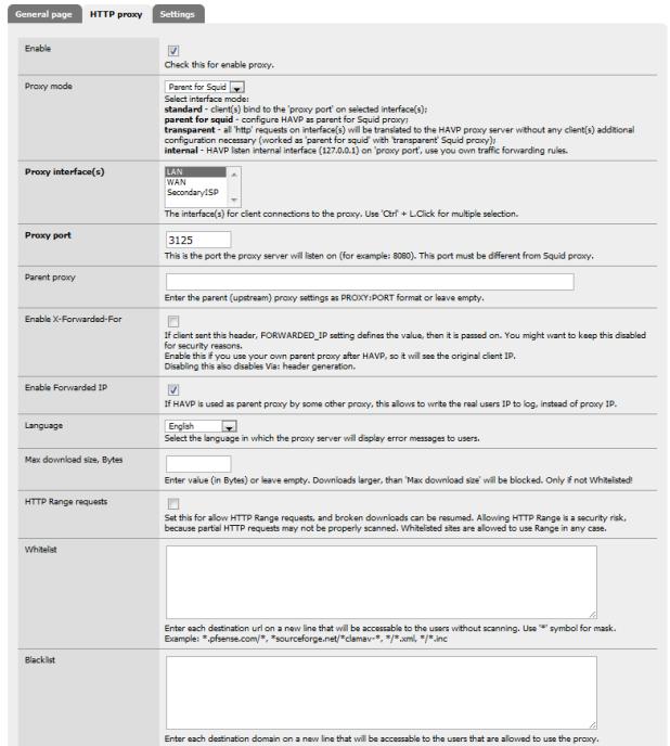 HTTP proxy settings for anti-virus