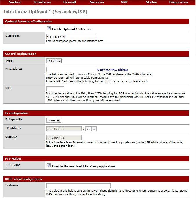 Enabling the second WAN interface