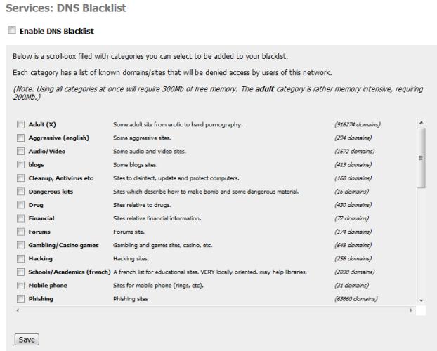 DNS Blacklist configuration