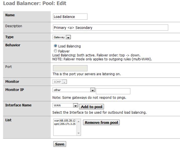 Load Balancer gateway setup