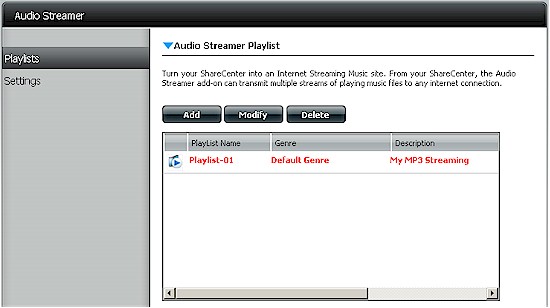 Audio Streamer interface