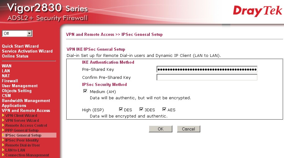 IPsec General settings