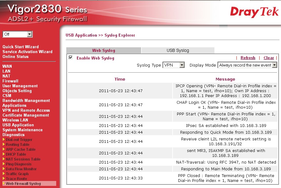 Example log