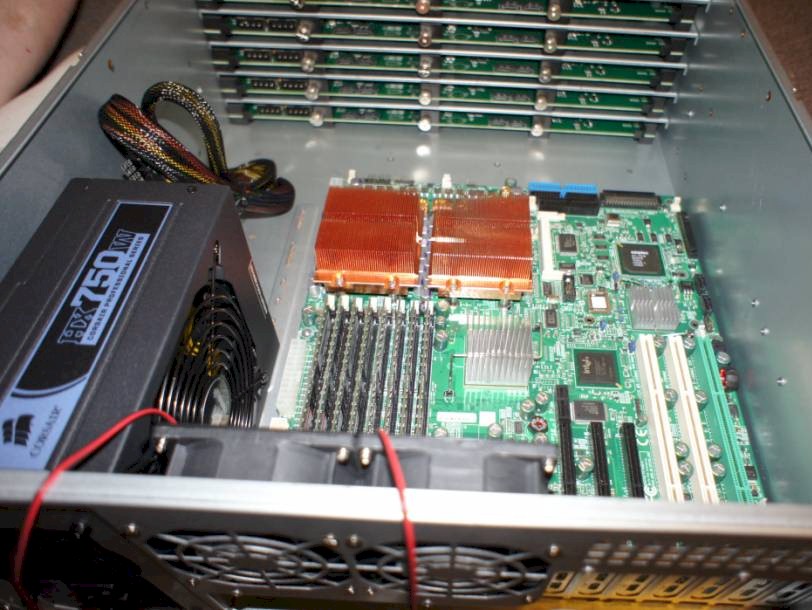 Inside view with Supermicro motherboard mounted
