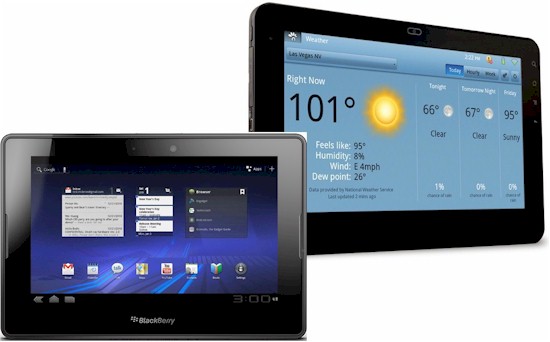 BlackBerry Playbook and Viewsonic GTablet