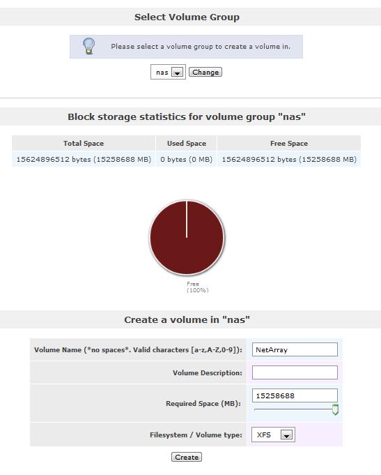 Logical volume creation